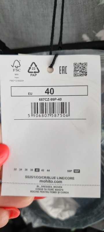 Sukienka koszulowa z wiskozy pasek Mohito r.40/L