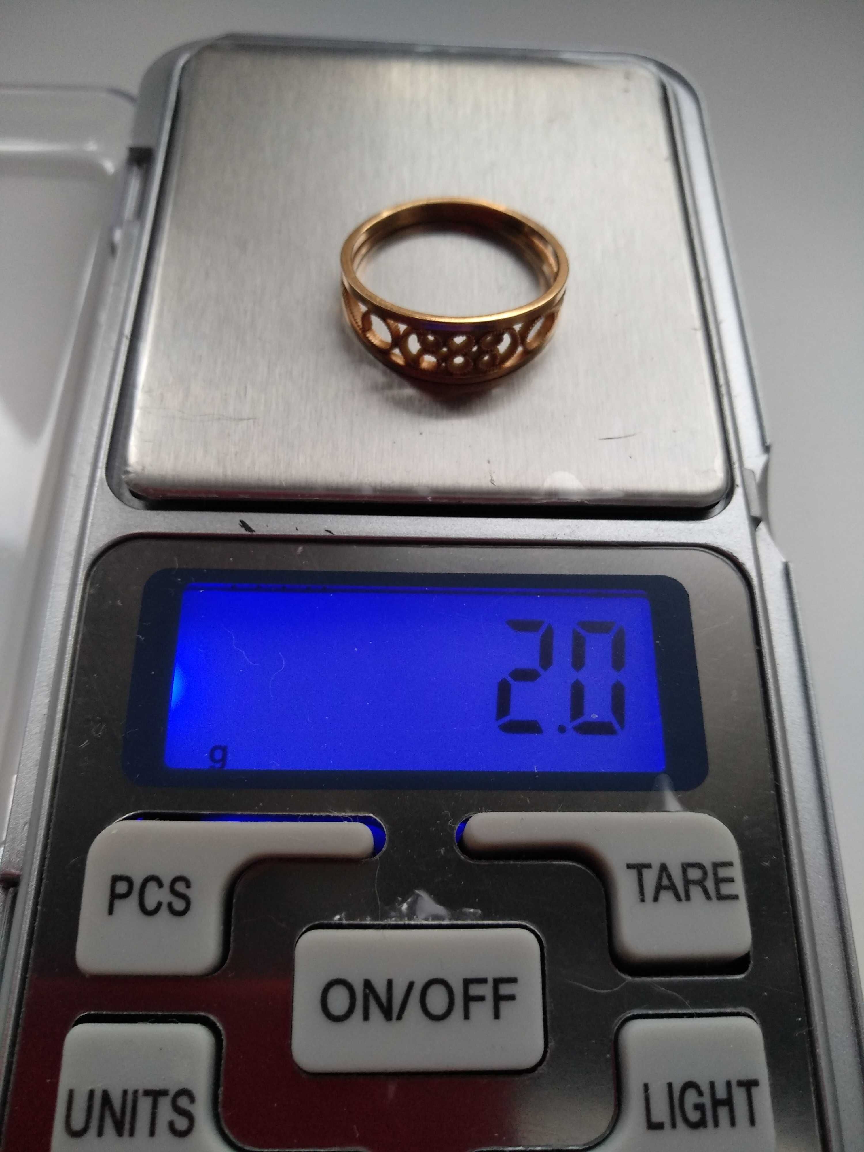 Pierścionek złoty 585 ażurowy filigran obrączka handmade