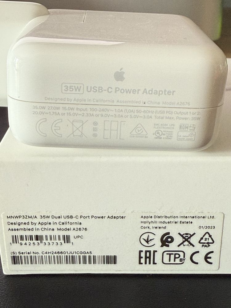 Oryginalna ładowarka Apple dual 2x usb-c 35W MNWP3ZM/A