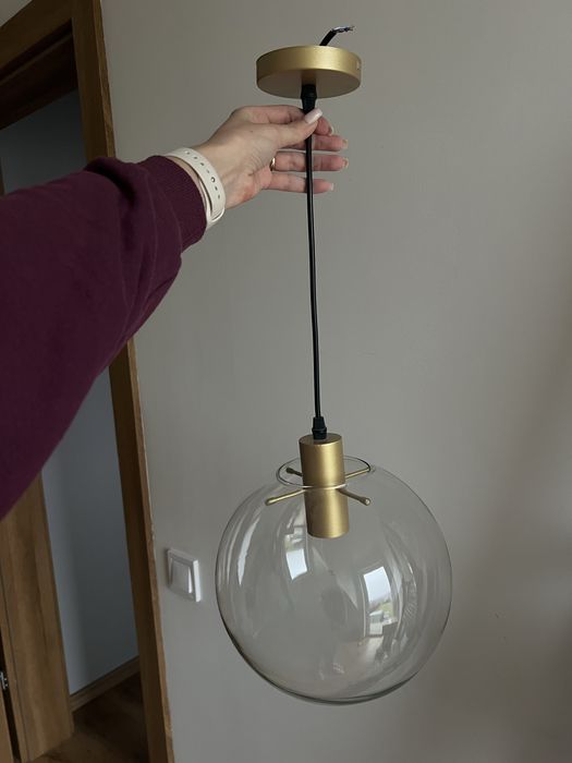 lampa wiszaca sufitowa szkło złoty matt
