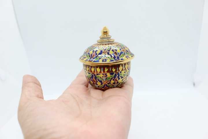 Pote Porcelana Tailandesa Benjarong Pintada à Mão 7 cm