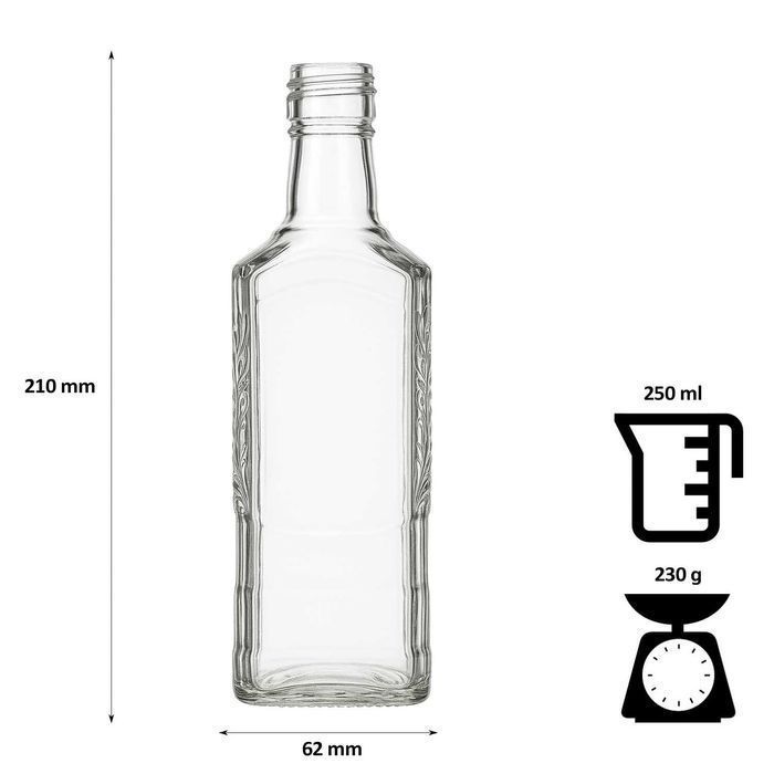 50 sztuk - butelka MOSKWA 250 ml na whisky nalewki sok z zakrętką