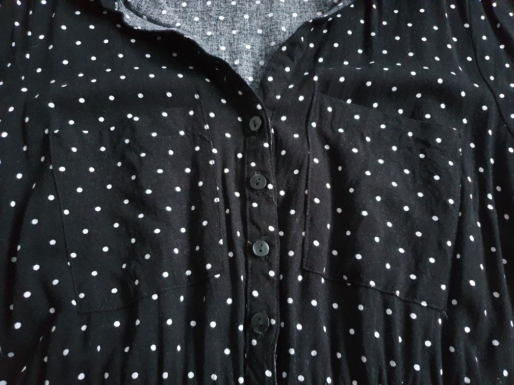 koszulowa czarna sukienka w kropki cropp S