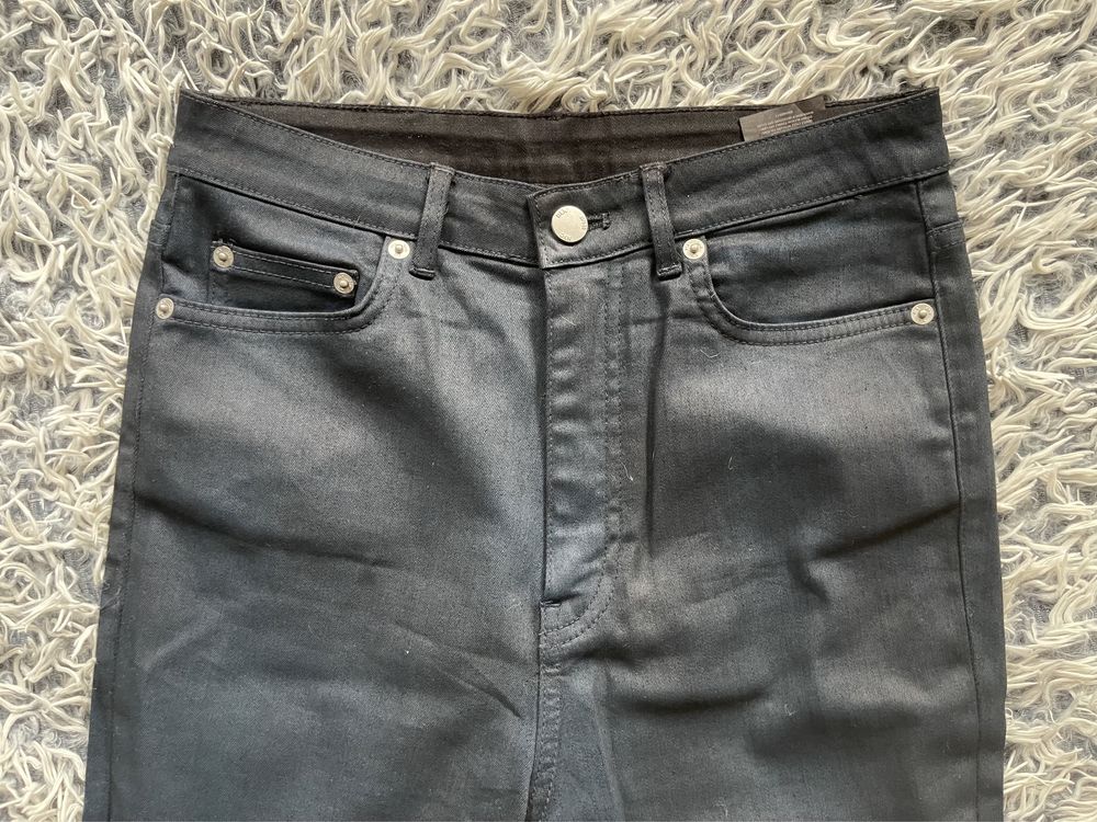 Jeansy woskowane czarne granat BLK DNM roz 28 nowe wysoki stan