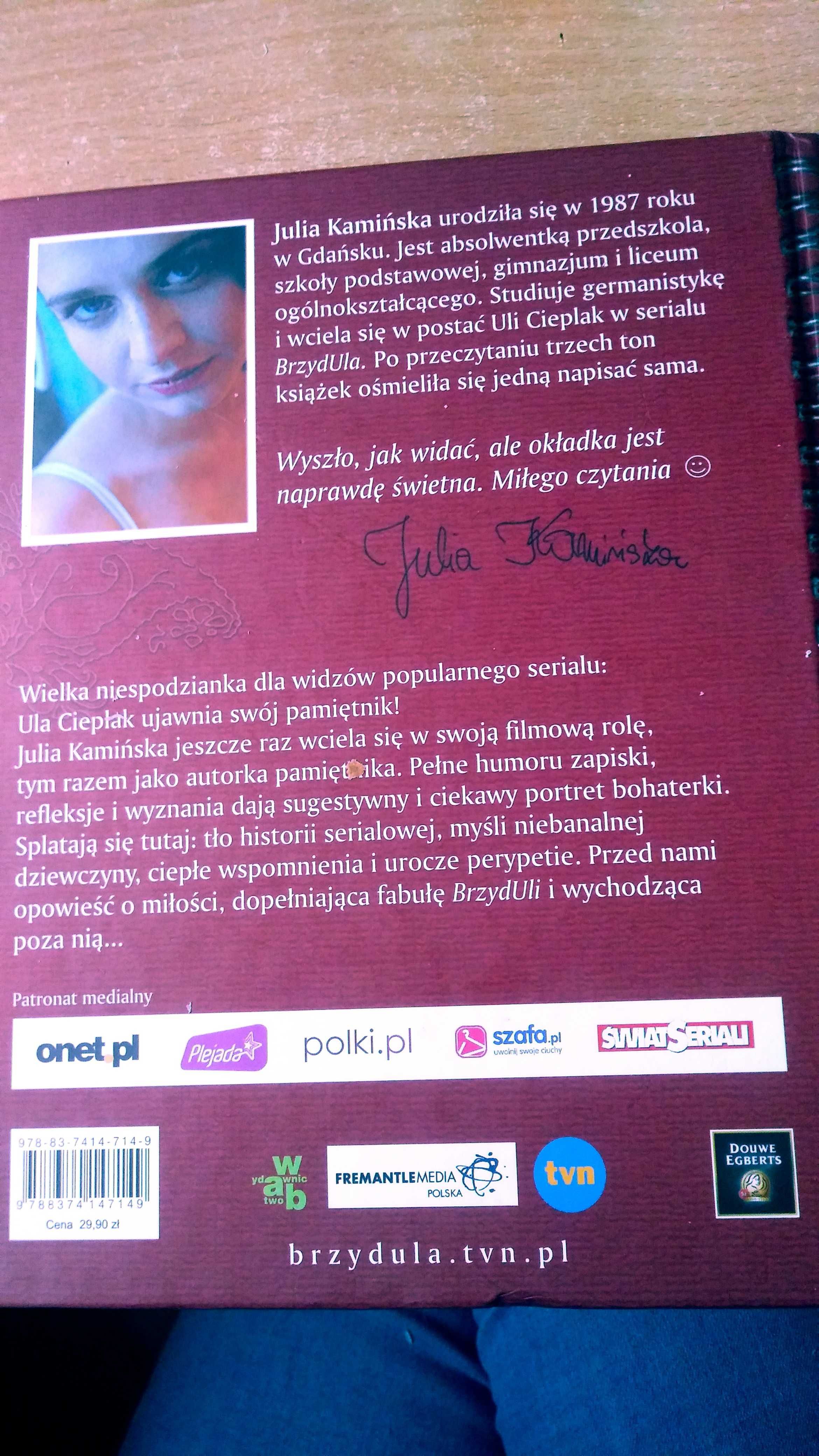 Książka Pamiętnik BrzydUla Julia Kamińska