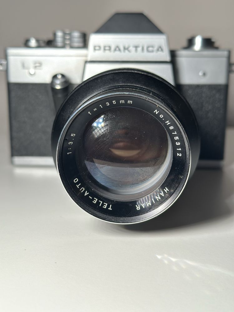 Aparat analogowy Praktica L2 obiektyw Hanimar 135mm 3.5