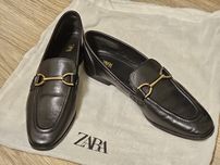 Жіночі класичні чорні шкіряні лофери Zara 41 розмір. Стан майже новий