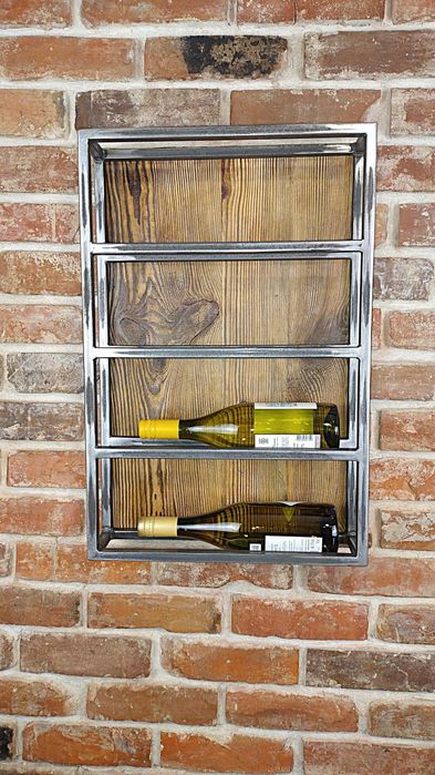 Konsola i stojak na wino loft – stare drewno i stal, transport gratis