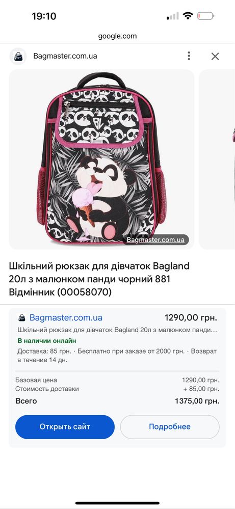Рюкзак ортопедичний bagland