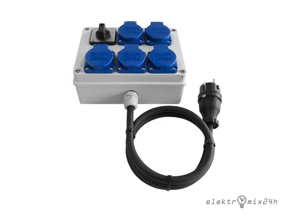 Rozdzielnica przenośna z wyłącznikiem zasilania, gniazda 5x16A 230V