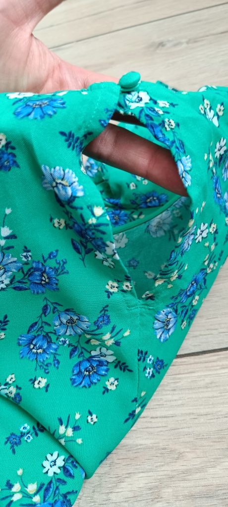 Wiosenna zielona sukienka z wiskozy 100% roz. S H&M Wiosna 2025 floral