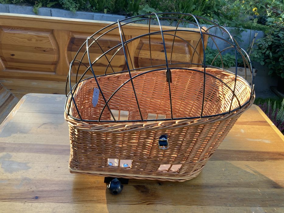 Wiklinowy kosz na rower dla psa kota transporter z klatką