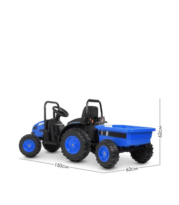 Дитячий трактор - електромобіль з причепом Bambi, синій
