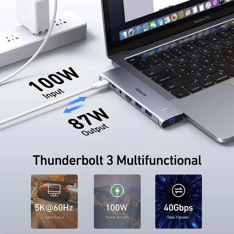 USB-Hub док-станция концентратор Macbook Air Pro M1 M2 MOKiN адаптер