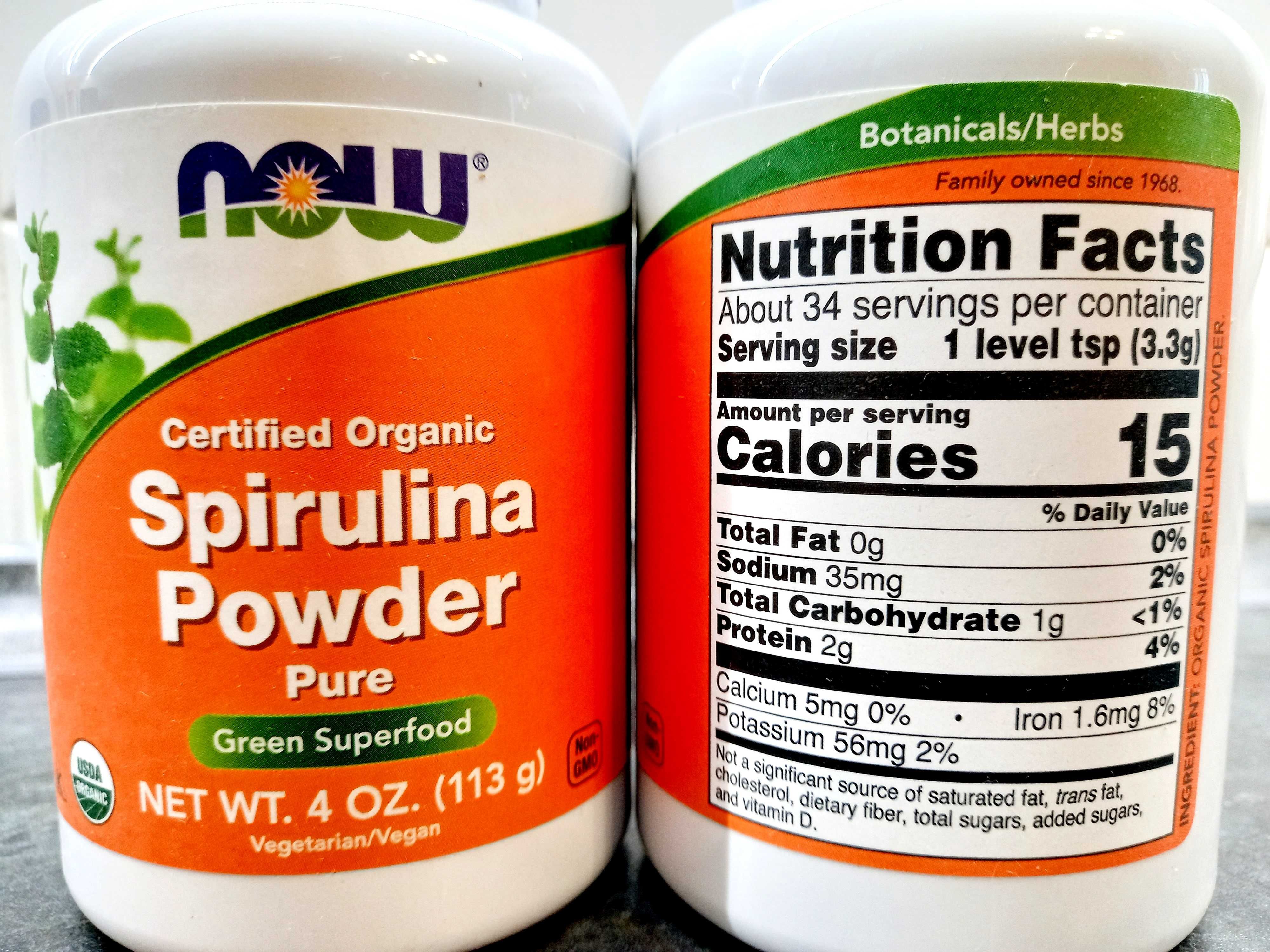 Now Foods, Organic Spirulina Powder (113г), спирулина, спіруліна
