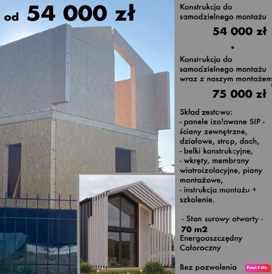 Dom modułowy całoroczny 70 m2 energooszczędny drewniany 2+2  MTB FOUR