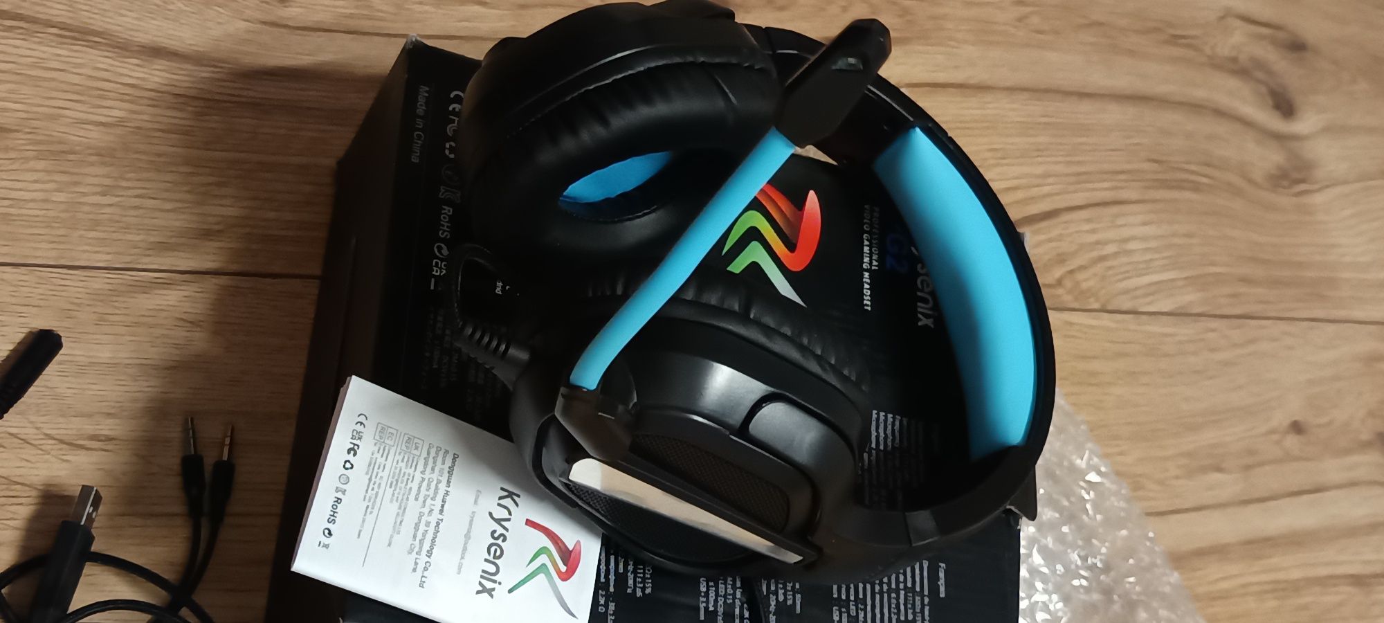 Słuchawki gemingowe Krysenix RGB z mikrofonem redukcją szumów