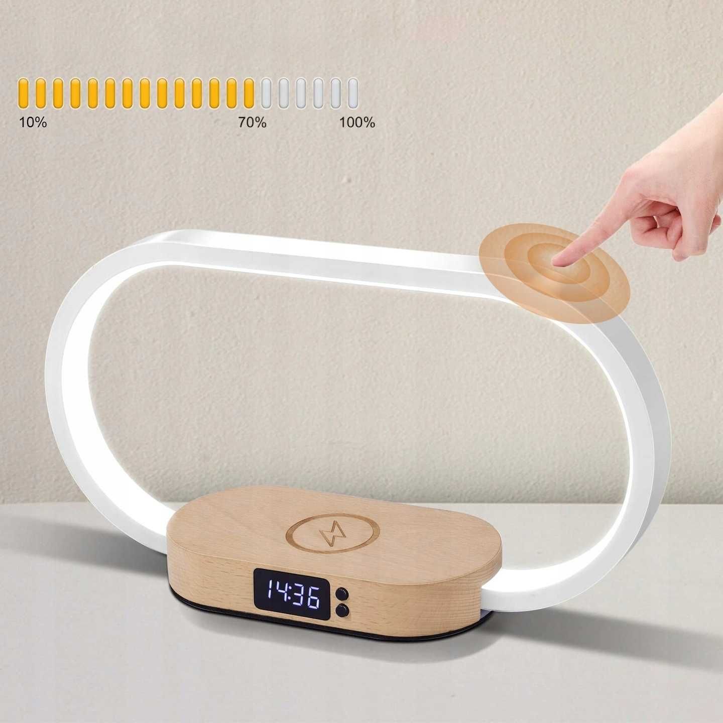 Lampka Nocna Dotykowa Biurkowa LED Ładowarka Indukcyjna 10W