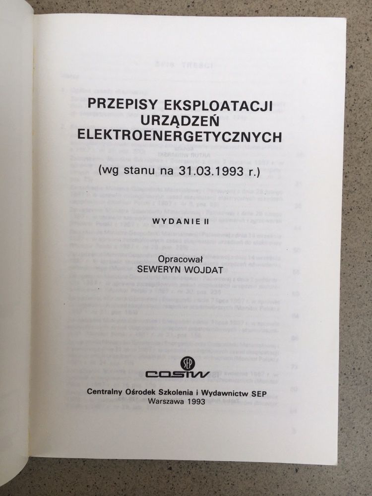 Przepisy eksploatacji urządzeń elektroenergetycznych 31.03.1993 COSIW