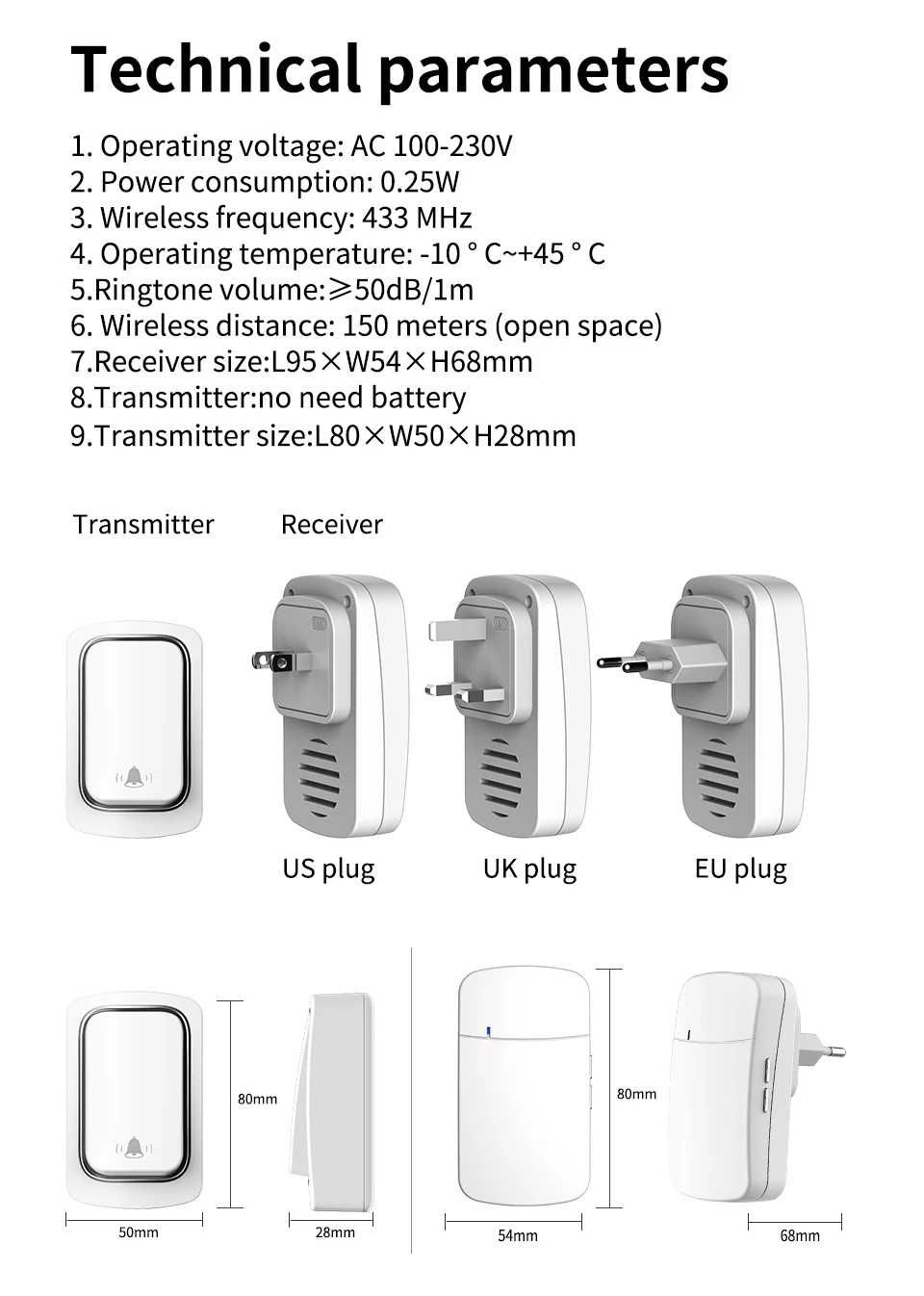 Campainha de Porta Autoalimentada (sem Pilhas nem Fios) - exterior