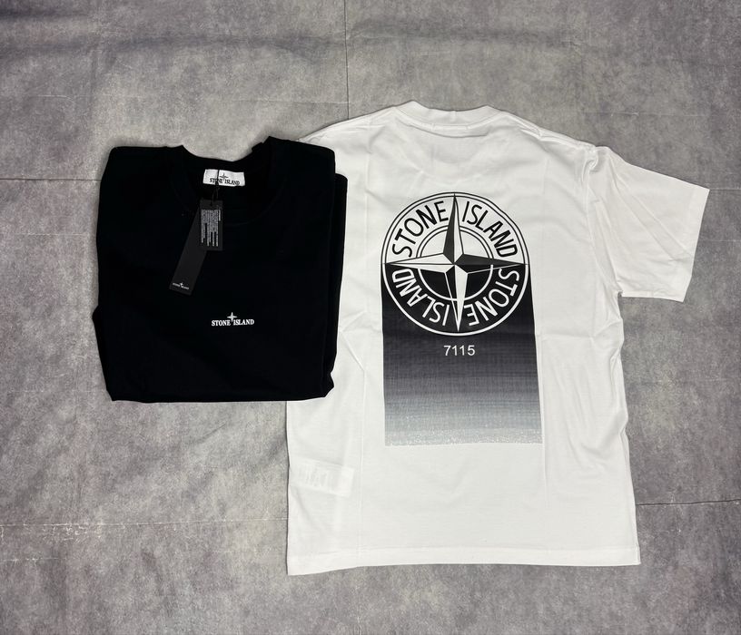Футболка Stone Island ,Stote Island 7115,Black White ,стон айленд L XL