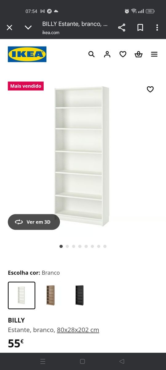 Estante billy ydre com portas branca