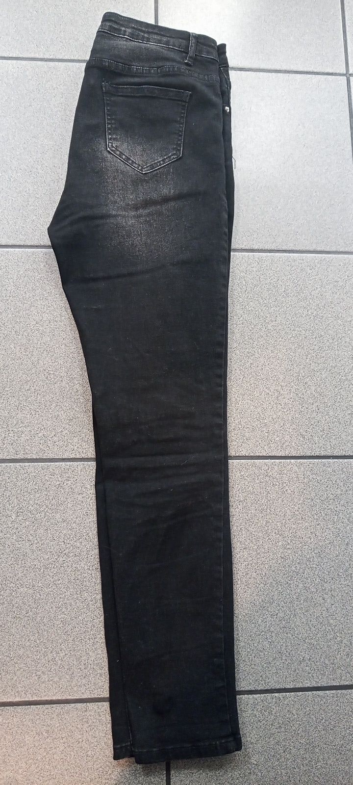 Czarne jeansy skinny z przetarciami, Shein 40/42