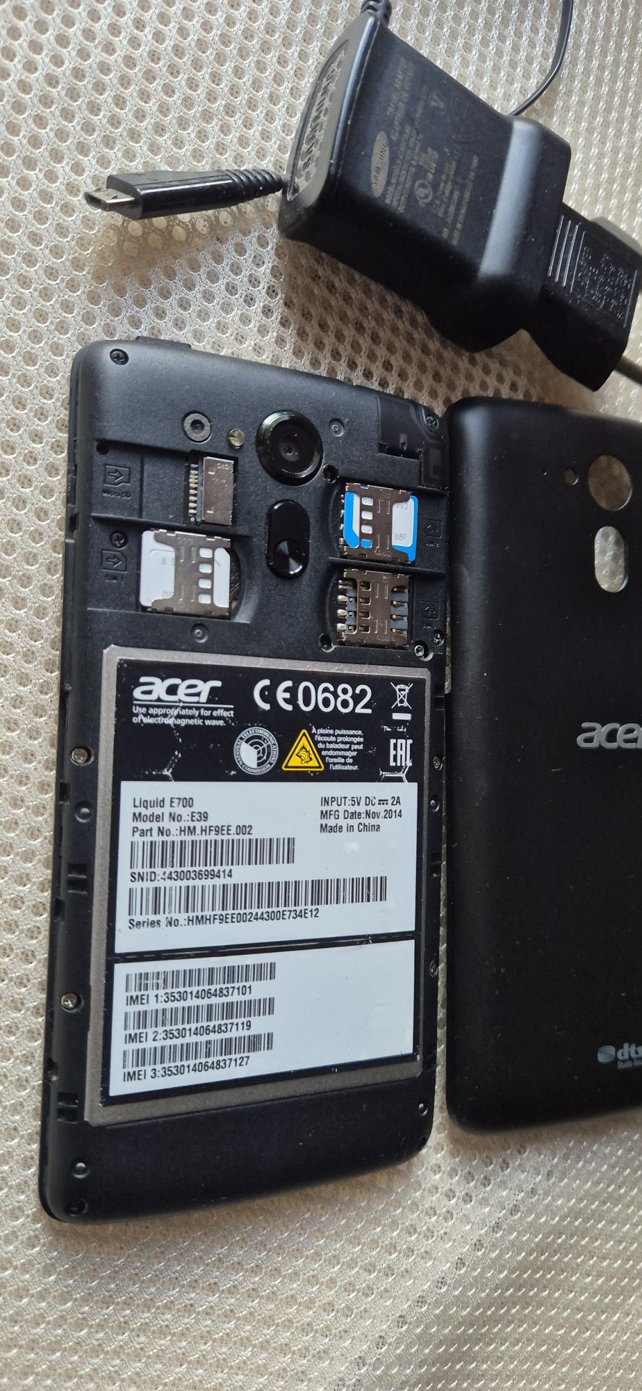 Acer Liquid E700 3 sim картки