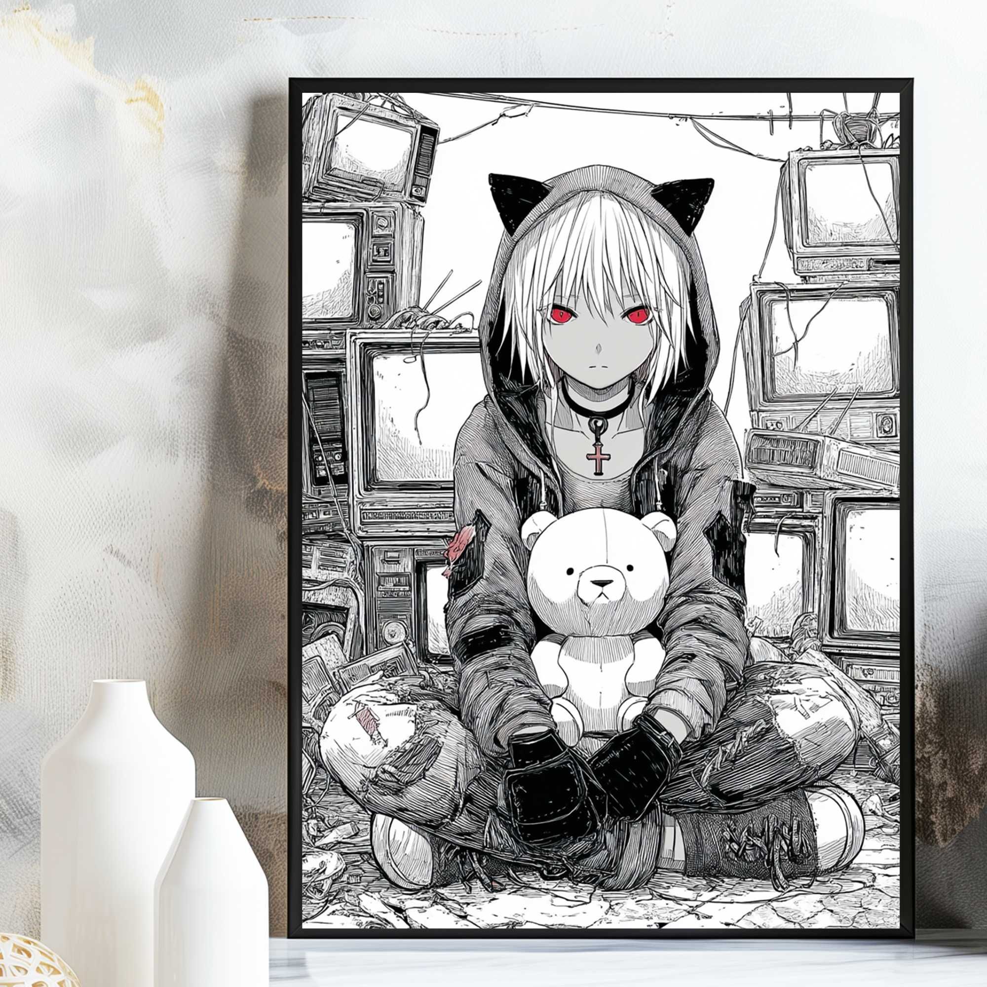 plakat anime manga japoński styl, plakat postać anime styl manga