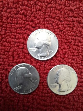 Коллекция оригинальных монет 25 центов США,  квотеры, перевертыши.