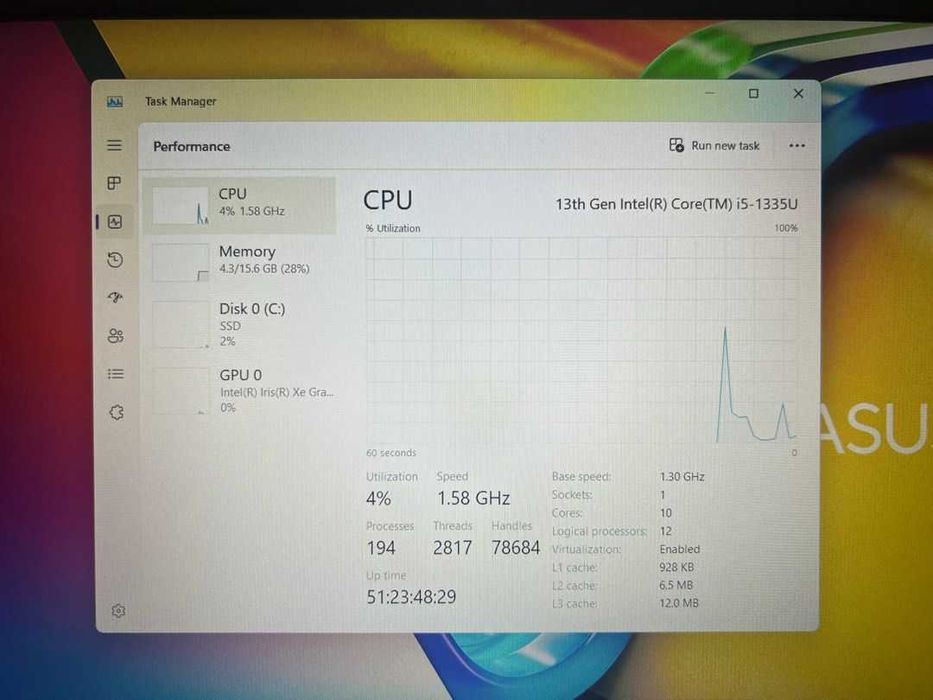 Asus Vivobook x1504v i5 1334U/16GB DDR4/Iris Xe w BDB Stanie Wymiana