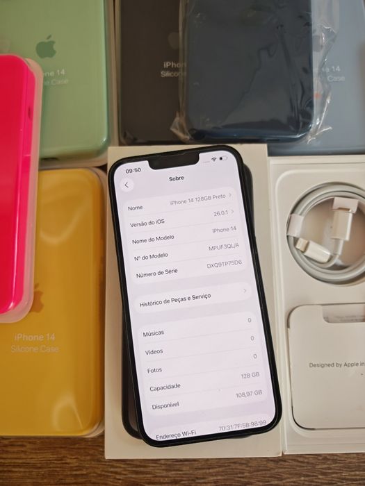 iPhone 14 6.1" 128GB Preto  Aceito Retomas