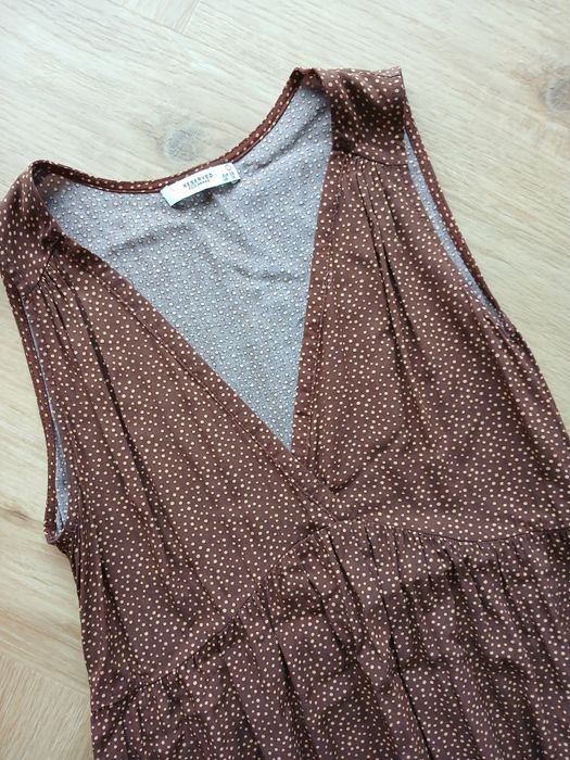 Brązowa letnia długa maxi retro sukienka / na plażę / Reserved / M 38