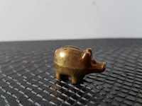 Vintage Mała antyczna mosiężna świnka na monetę waga 0,029kg