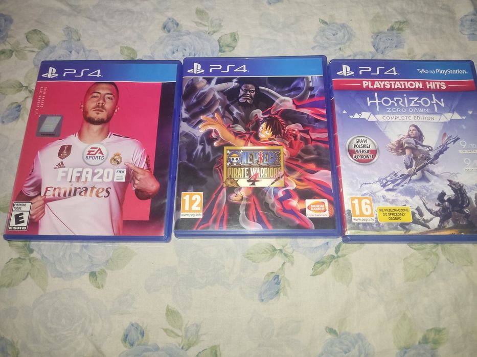 3 диска для пс4 horizon zero dawn, one piece warrior 4, fifa 20