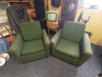 2 zielone fotele PRL