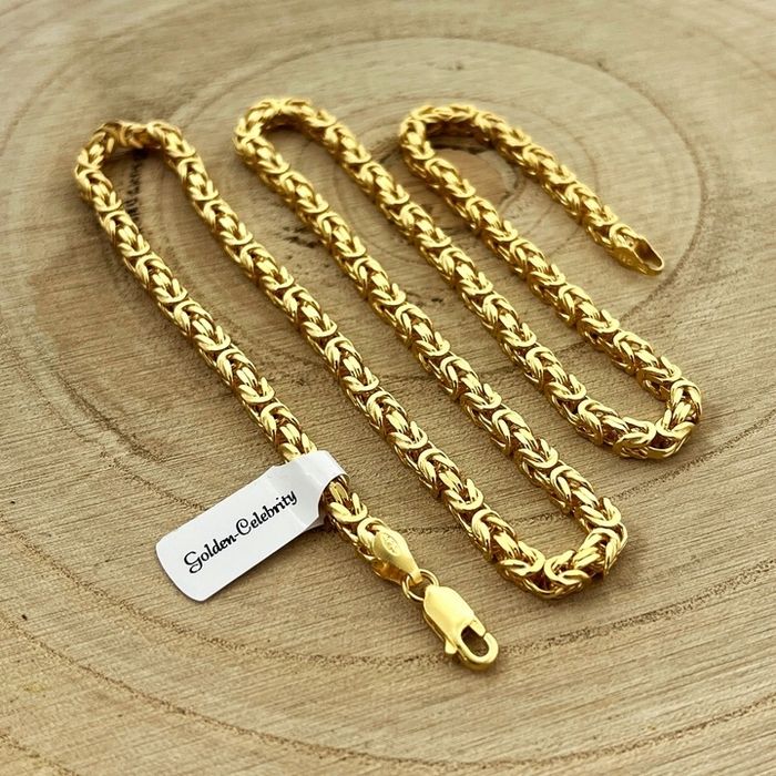 Złoty Łańcuszek Męski Splot Królewski Pr. 925/585/45 Cm Prezent + Dedy