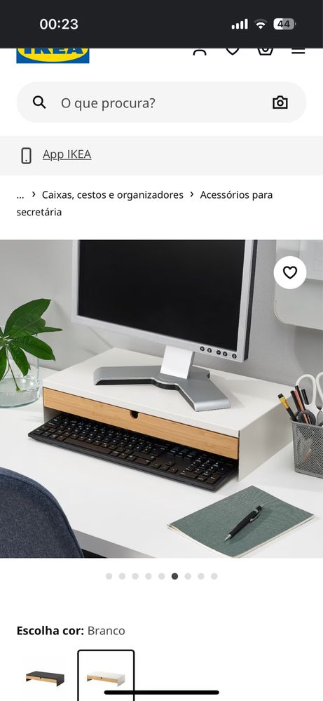 ELLOVEN Suporte do monitor c/gaveta, branco