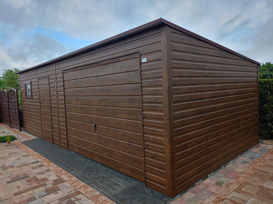 Nowy Garaż blaszany 6 x 5m drewnopodobny Producent Montaż Gratis