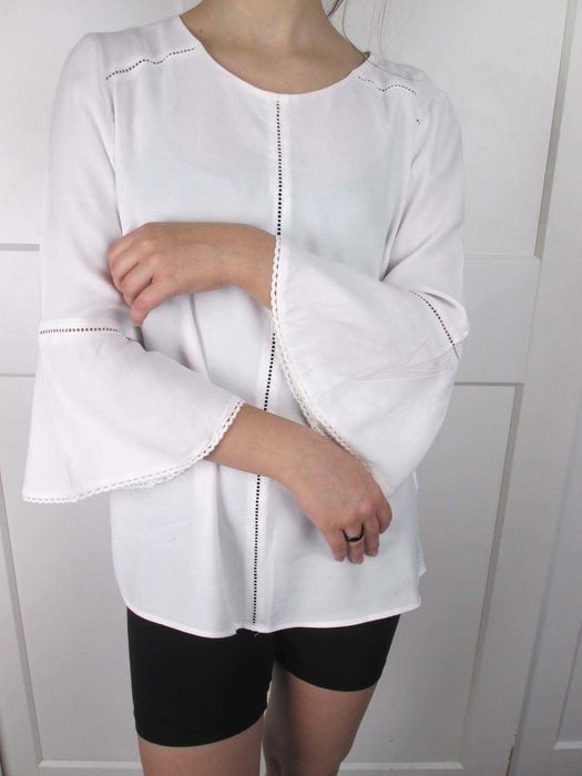 Phase Eight piękna luksusowa biała bluzka wiskoza 10 S M 36 38