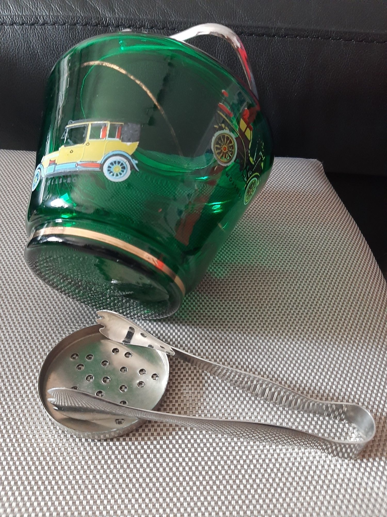 balde pinça gelo vidro verde