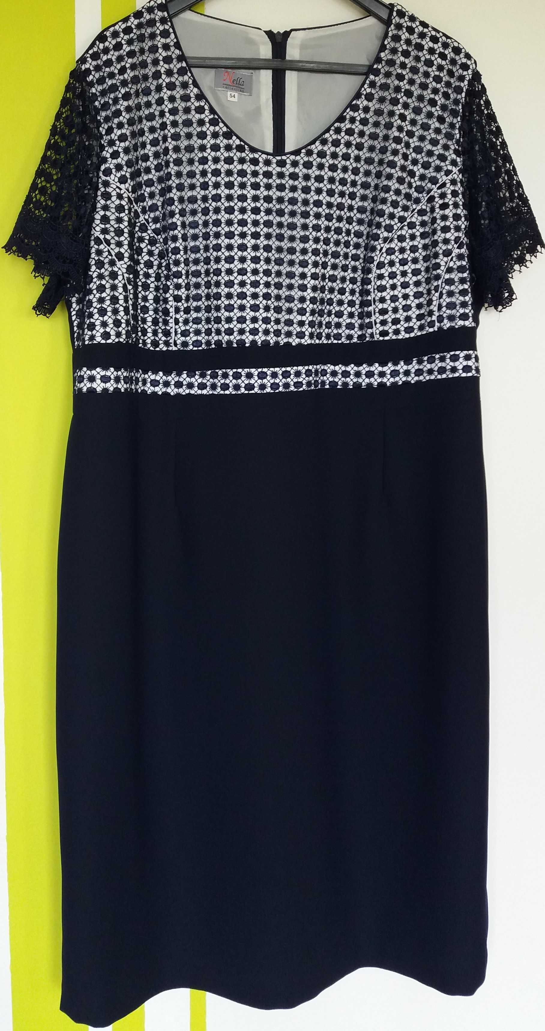 XL(52) Granatowa sukienka na okazje szczególne jak nowa