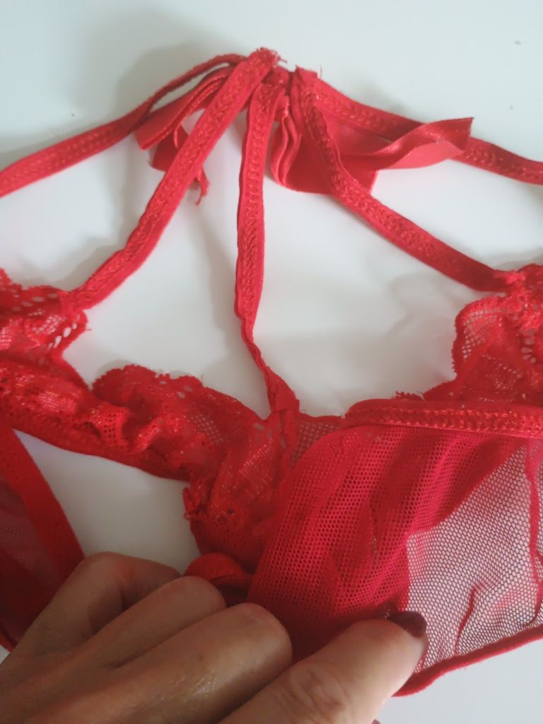Sexy majtki damskie 38 40 czerwone paski strips