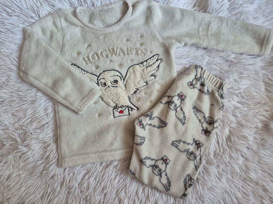 Harry Potter polarowa pidżama biała sowa 86/92