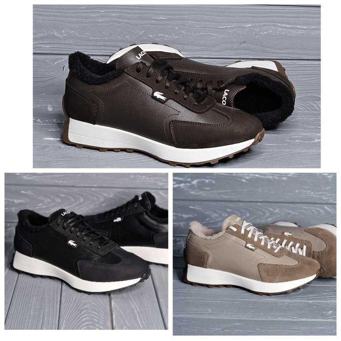 Кожаные женские низкие черные мокко коричневые зимние кроссовки мех!!!