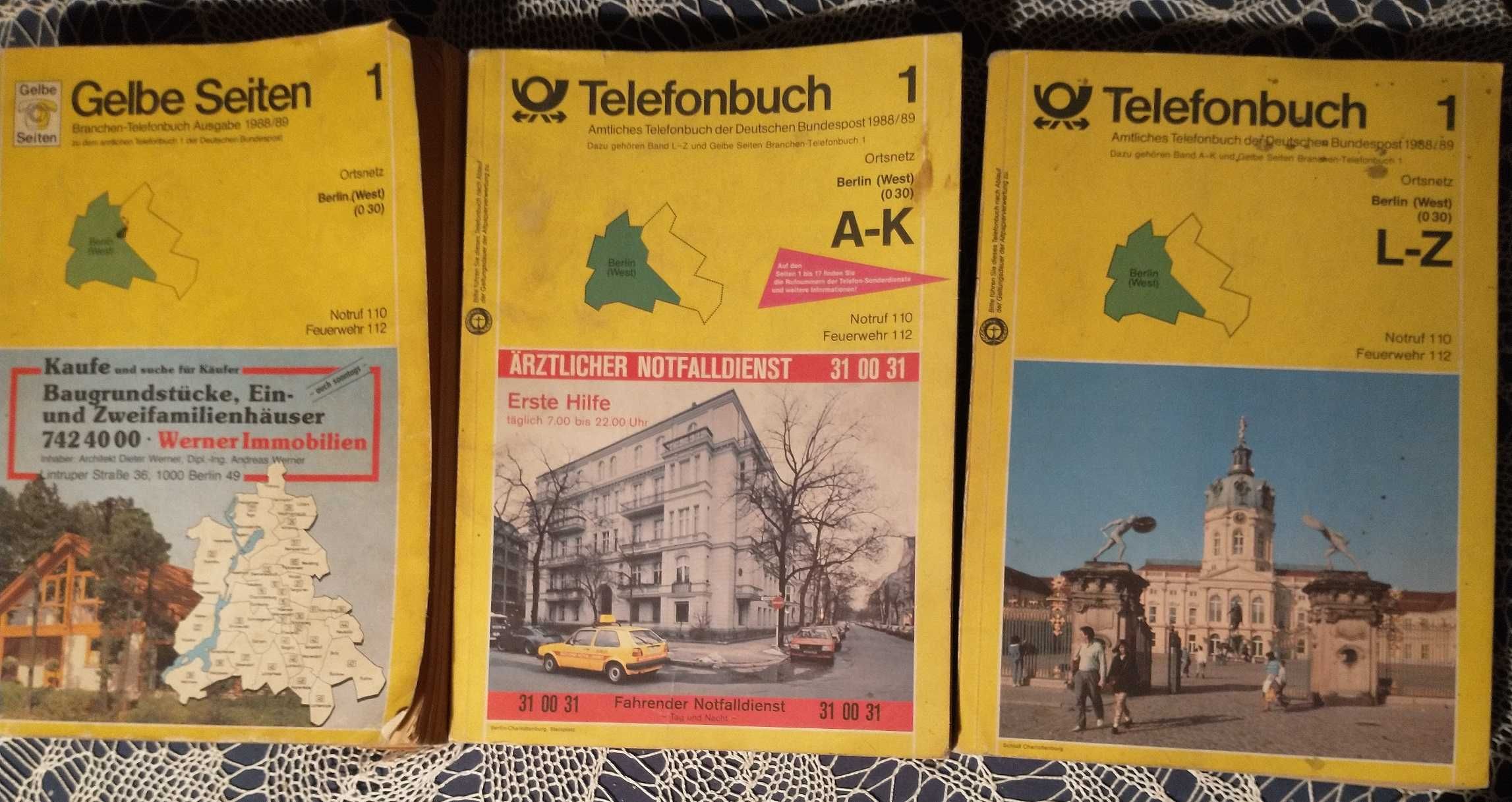 Książka telefoniczna Berlin 1988 - 89 3 tomy