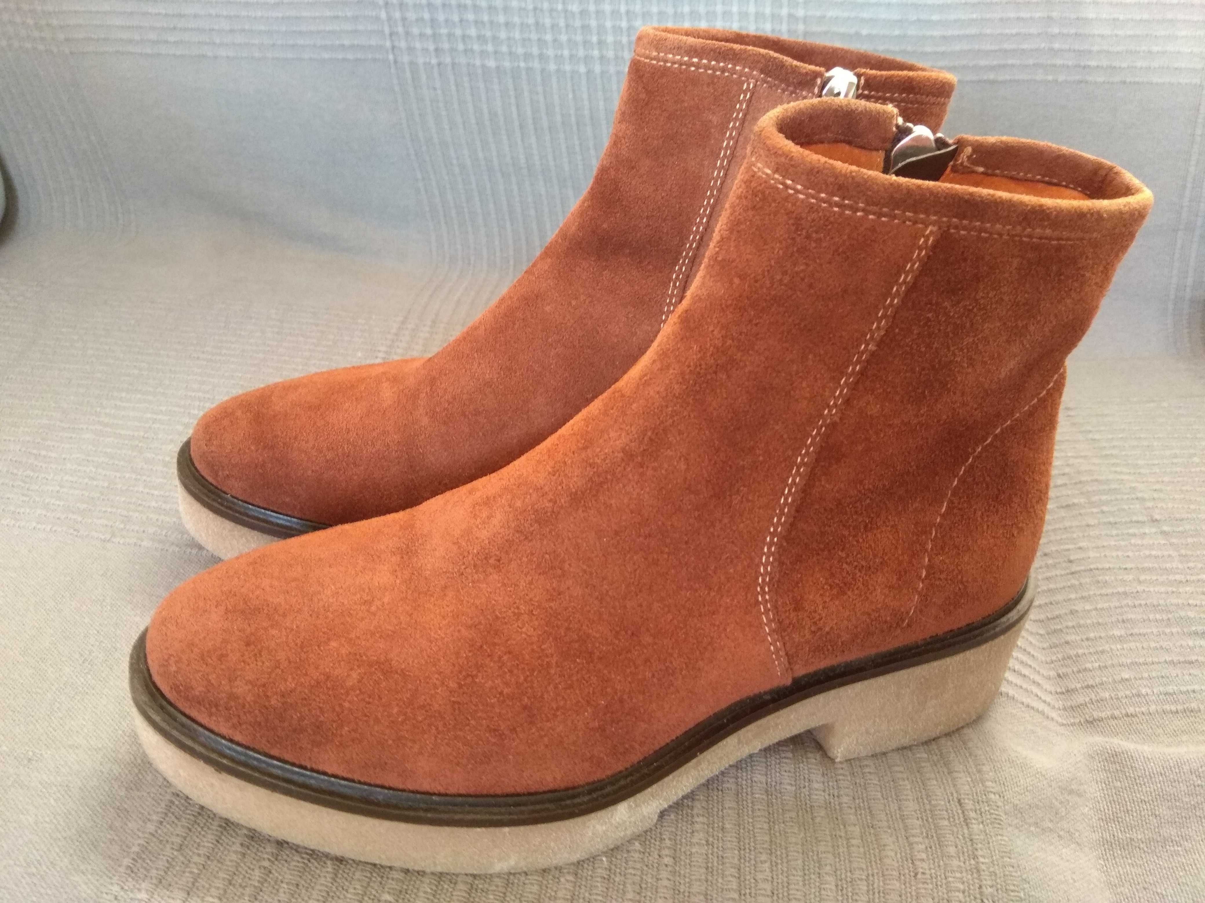 Nowe botki Gino Rossi r 36 sztyblety skóra naturalna brąz kozaki camel
