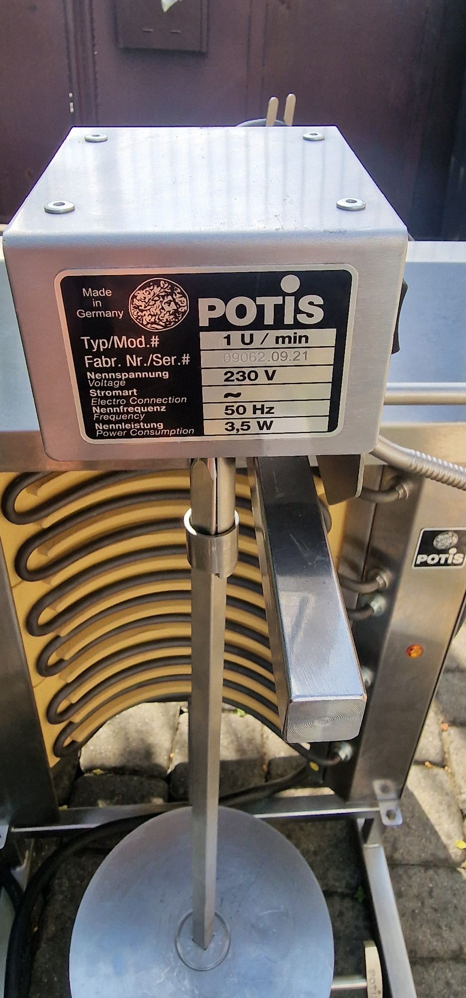Opiekacz do kebaba Potis E 1 - S, 4,5 kW, elektryczny