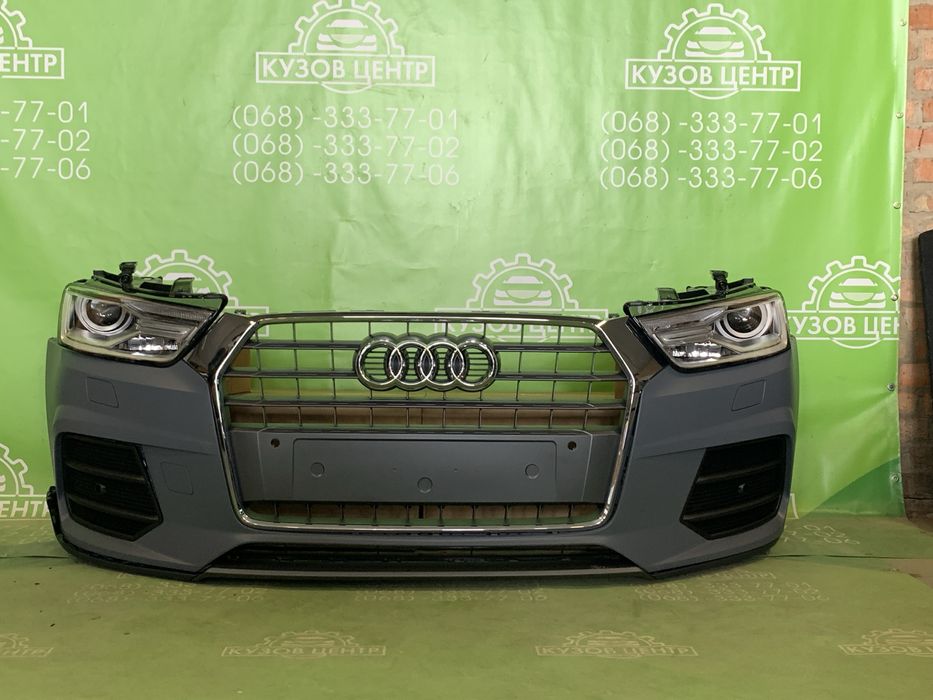 Комплект бампер передній + фари Audi Q3 8u 2014-2018 фара В НАЯВНОСТІ!