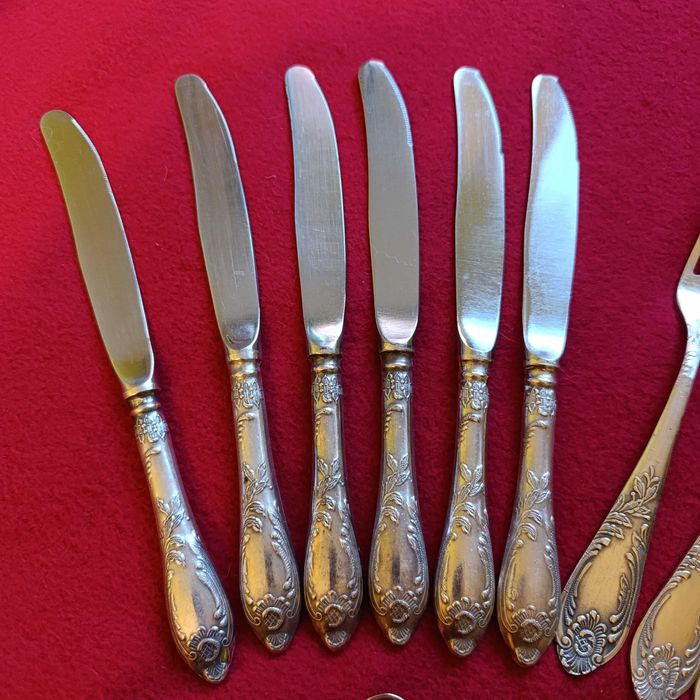 Sztućce posrebrzane rokoko 24 sztuki ZSRR